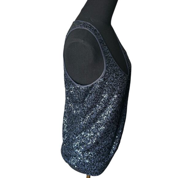 J.Crew Women’s Dark Navy All-Over Sequin Tank Top Size Medium - Picture 3 of 5